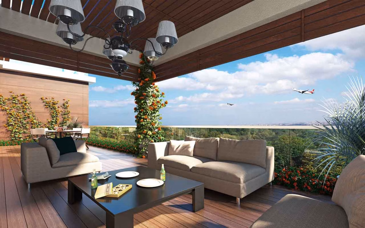 İstanbul Eser Residence teras oturma alanı manzara